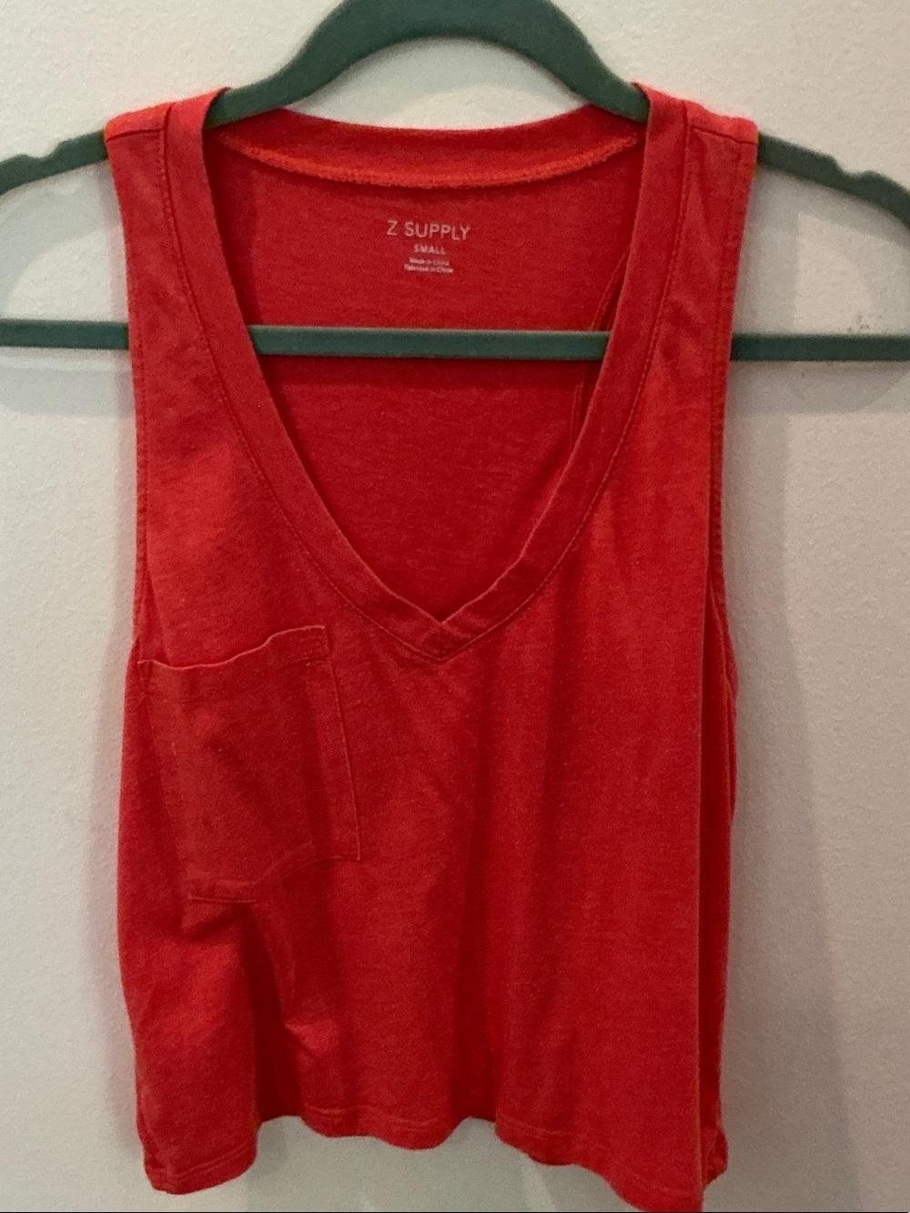 Z Supply Red V-Neck Pocket Tank